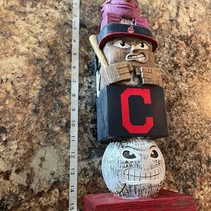Cleveland Indians Mascot Tiki Totem - Red & Black Accent